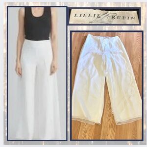 VTG Lillie Rubin, Elegant Silk Palazzo Pants, White,SINGLE Layered Leg, Size 10